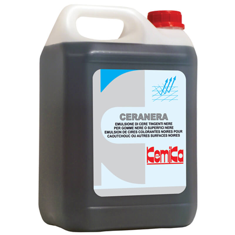 CERANERA - Bidon 5 L - Emulsion noire sols caoutchouc noirs lisses ou pastills